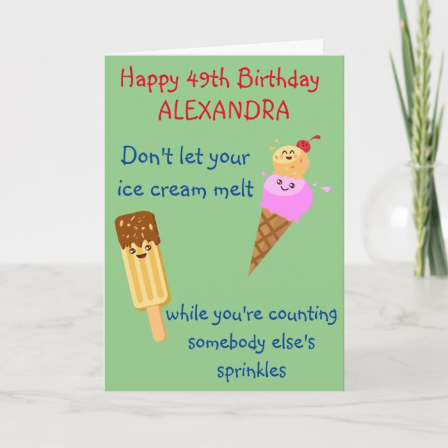 Carte Drôle Anniversaire Crème glacée arrose Humour Kawa (Devant)