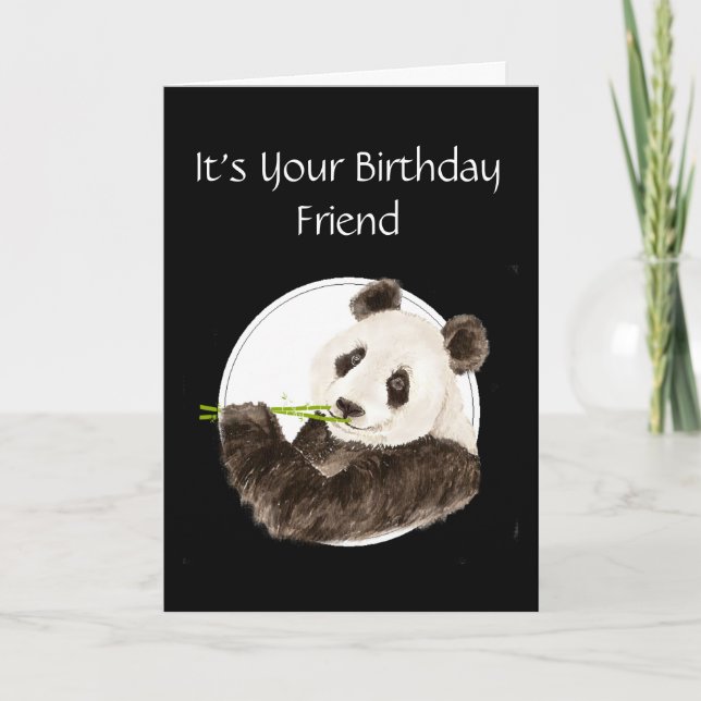 Carte Drôle, anniversaire d'ami, panda, ours asiatique (Devant)