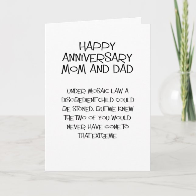 Carte drôle anniversaire de mariage pour maman et papa (Devant)