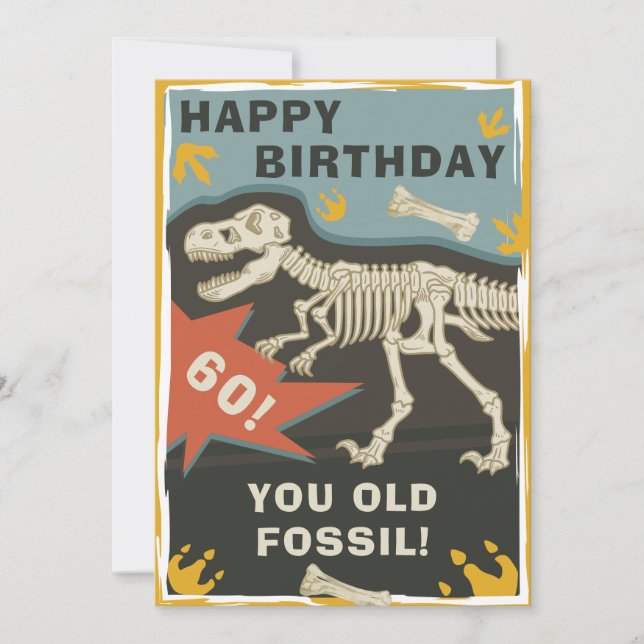Carte Drôle Anniversaire Dinosaur Vieux (Devant)