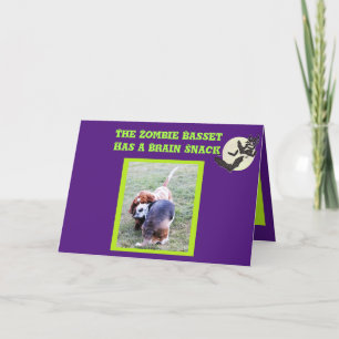 Carte Drôle Basset Hound Zombie Halloween Card