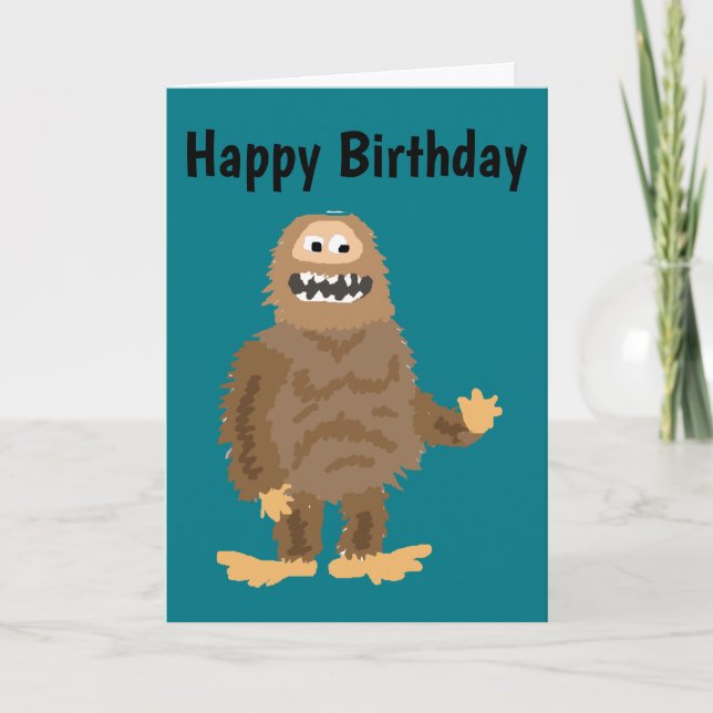 Carte Drôle Bigfoot Waving Art Original (Devant)