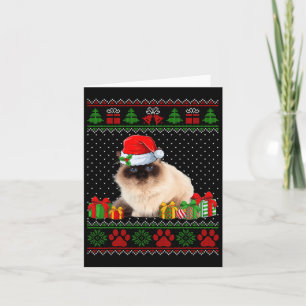 Carte Drôle Birman Chat Santa Hat Vilain Chandail de Noë