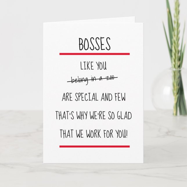 Carte Drôle Bosses Cheeky Verse Boss Day Card (Devant)