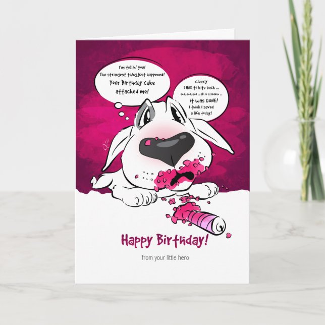 Carte Drôle Bull Terrier Cartoon Card "Joyeux anniversai (Devant)