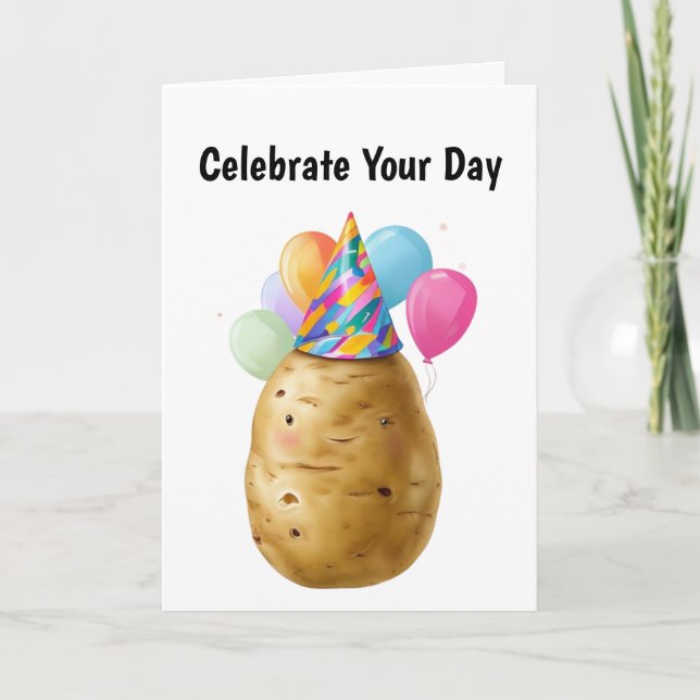 Carte Drôle cadeau d'anniversaire de pomme de terre avec (Devant)