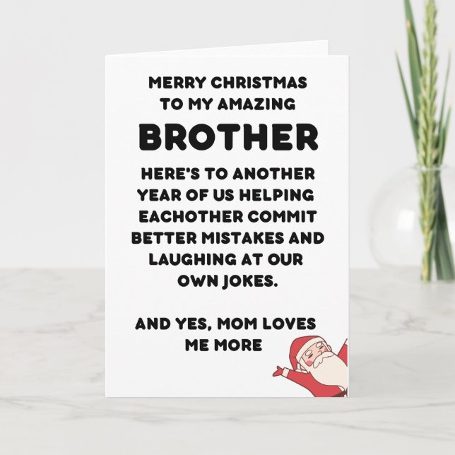 Carte Drôle cadeau de Noël pour frère (Devant)