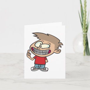 Carte Drôle Cartoon Boy avec Braces Smile