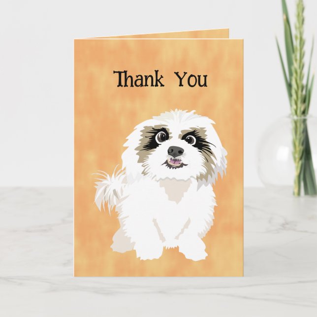 Carte Drôle Cartoon Chih Tzu Chien Pun Merci (Devant)