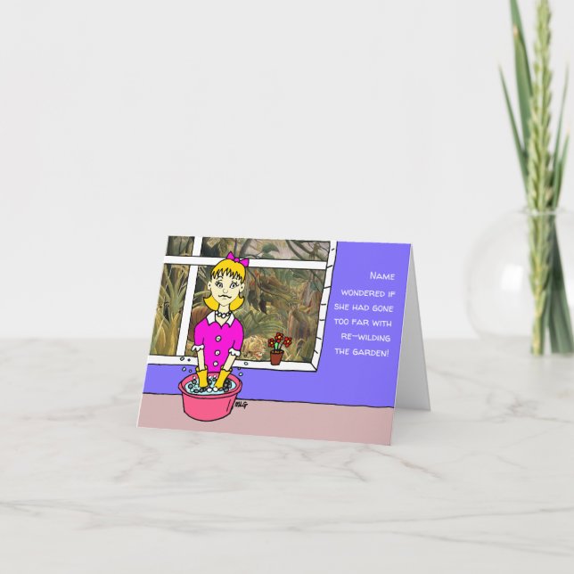 Carte Drôle Cartoon Femme Gardener Joyeux anniversaire (Devant)
