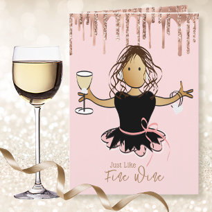 Carte Drôle Cartoon Femme Vin fin pour son anniversaire
