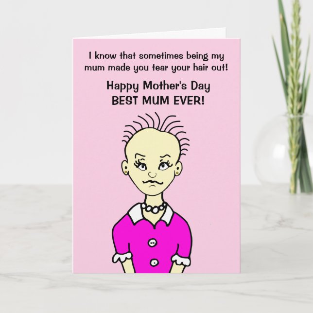 Carte Drôle Cartoon Meilleure Fête des Mères de maman (Devant)