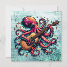 Drôle Cartoon Octopus Jouer de la guitare
