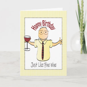 Carte Drôle Cartoon Wine Birthday Card pour Homme