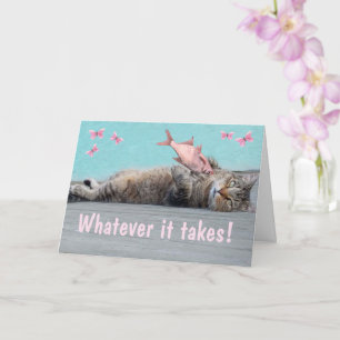Carte Drôle Chat Et Encouragement Du Poisson
