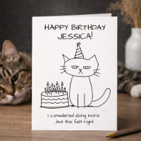 Drôle Chat Grincheux Sans Effort avec Gâteau