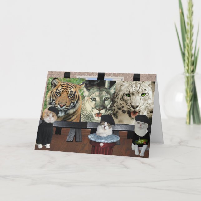 Carte Drôle Chat/Kitties Artistes Encouragement (Devant)