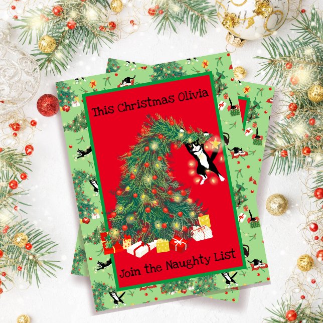 Carte Drôle Chat Noël Arbre de Noël Trouble vacances (Créateur téléchargé)
