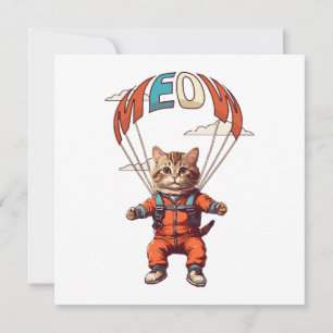 Carte Drôle chat Skydiving