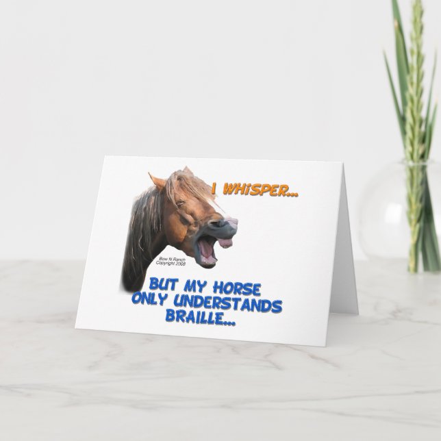 Carte Drôle cheval en braille (Devant)