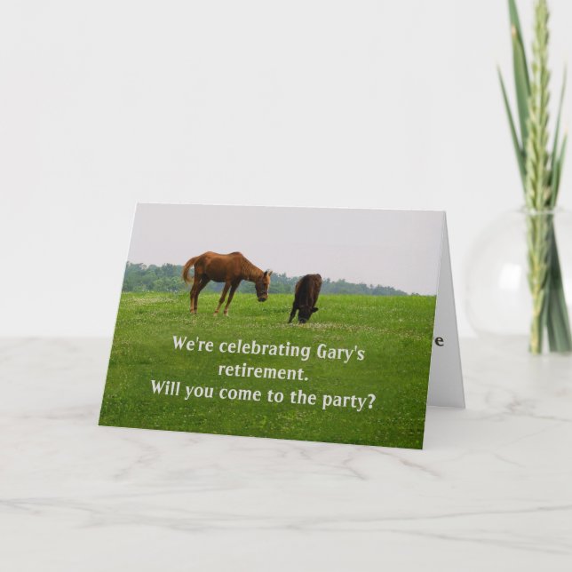 Carte Drôle Cheval et Vache Gossipping, Parti de retrait (Devant)