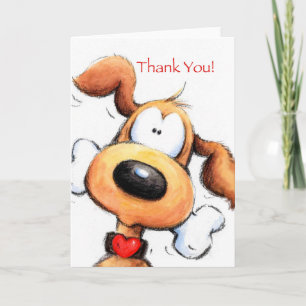 Carte Drôle chien avec os, Merci !