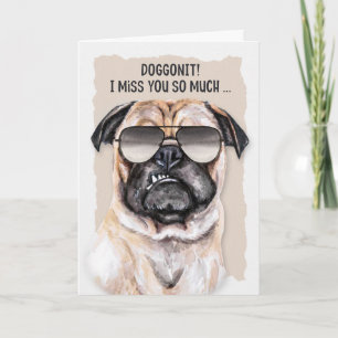 Carte Drôle chien de Carlin Smug dans les lunettes de so