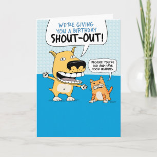 Carte Drôle Chien et Chat Anniversaire Shout Out