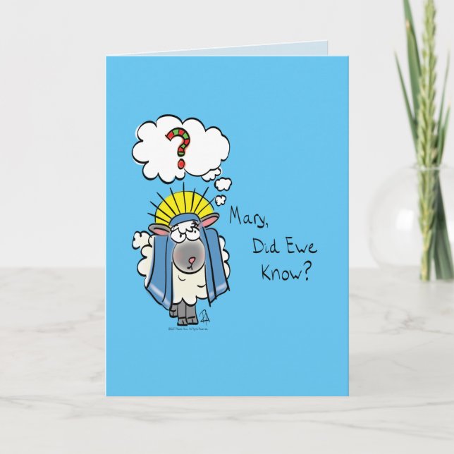 Carte Drôle Christian Noël mignon Mouton Dessin (Devant)