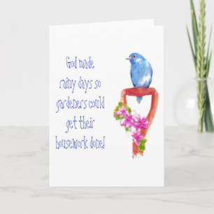 Carte Drôle Citation de jardinage, Bluebird