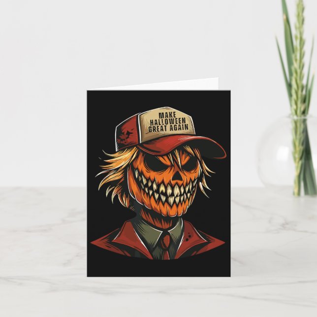 Carte Drôle Citrouille de Trumpkin Squelette faire Hallo (Devant)