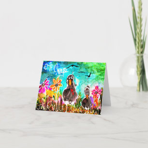 Carte Drôle Corneilles et Fleurs Oh Crap Greeting Card