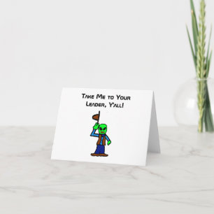 Carte Drôle Cowboy Alien caricature avec enlèvement d'ov