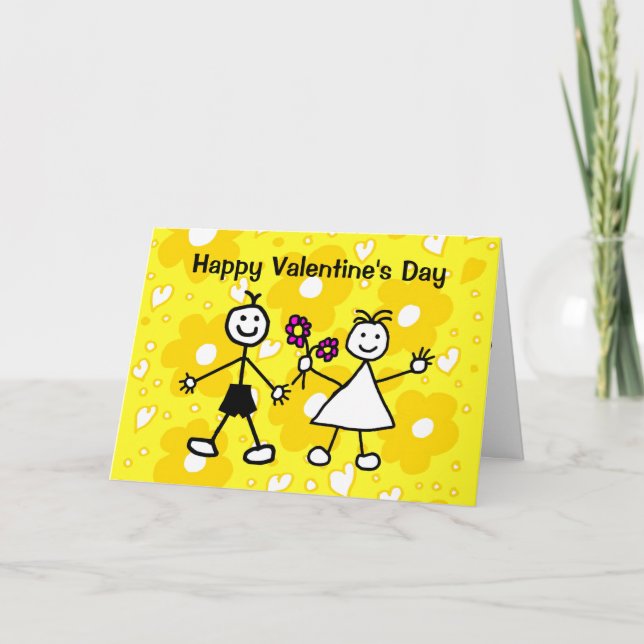 Carte Drôle Cute Garçon Fille Saint-Valentin (Devant)