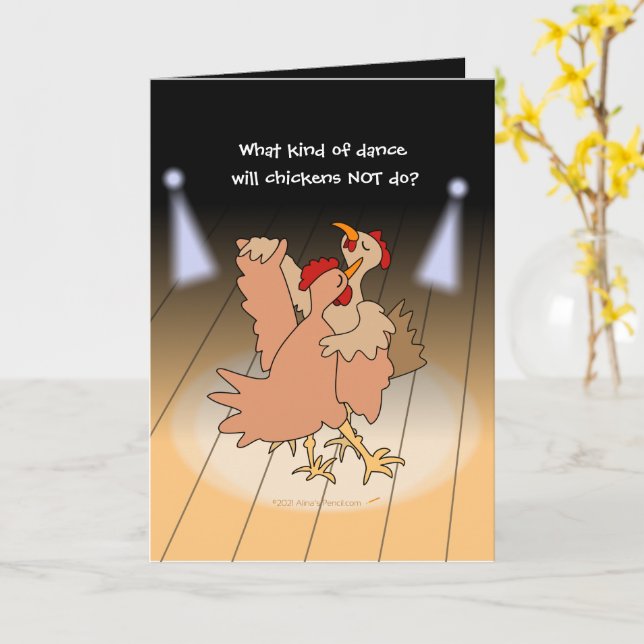 Carte Drôle Danseuse de la salle de bal de poulets pour  (Fleur jaune)