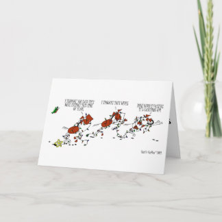 Carte drôle de bande dessinée de Noël de cheval et