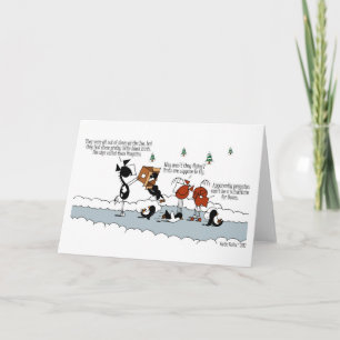 Carte drôle de bande dessinée d'hiver de cheval et