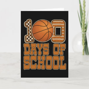 Carte Drôle de basket-ball à l'école pour les 100 jours