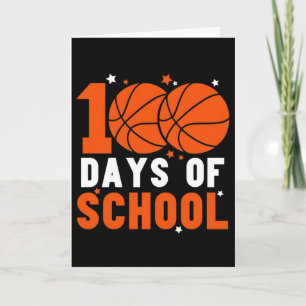 Carte Drôle de basket-ball à l'école pour les 100 jours