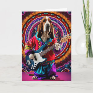 Carte drôle de Basset Hound Rock Star