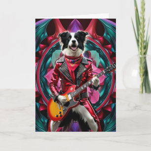 Carte drôle de Border Collie Rock Star