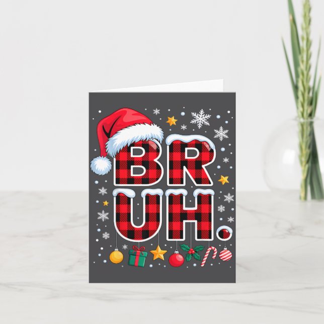 Carte Drôle de Bruh Noël à carreaux  (Devant)