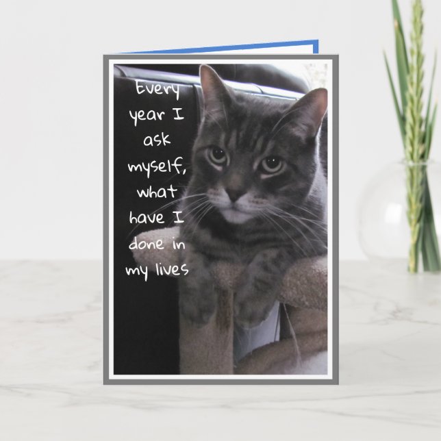 Carte drôle de chat d'anniversaire (Devant)