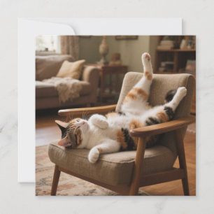 Carte drôle de chat endormi 'La vie est courte, ri