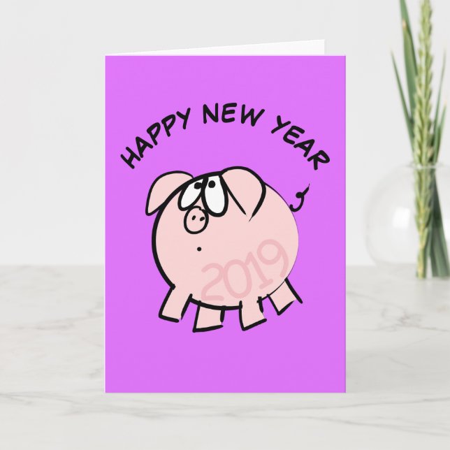 Carte drôle de cochon d'illustration de dessin ani (Devant)