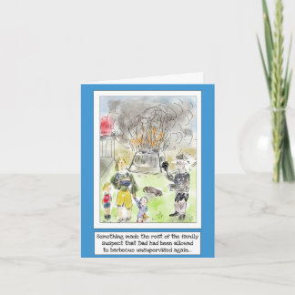 Carte drôle de cuisine BBQ pour papa avec dessin a