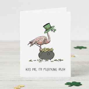 Carte drôle de flamingo pour la Saint-Patrick