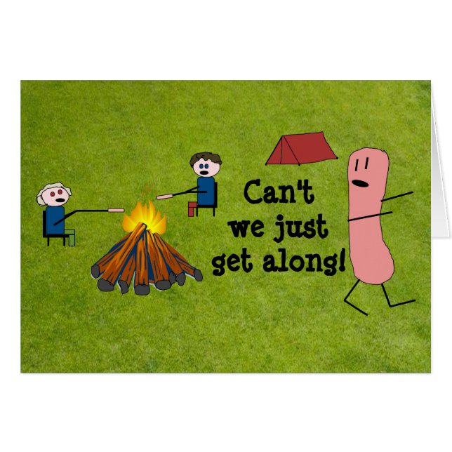 Carte drôle de hot dog de camping (Devant horizontal)