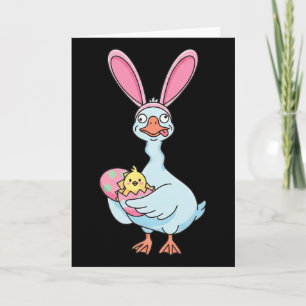 Carte Drôle de jour de Pâques Oie Lapin Oreilles roses O