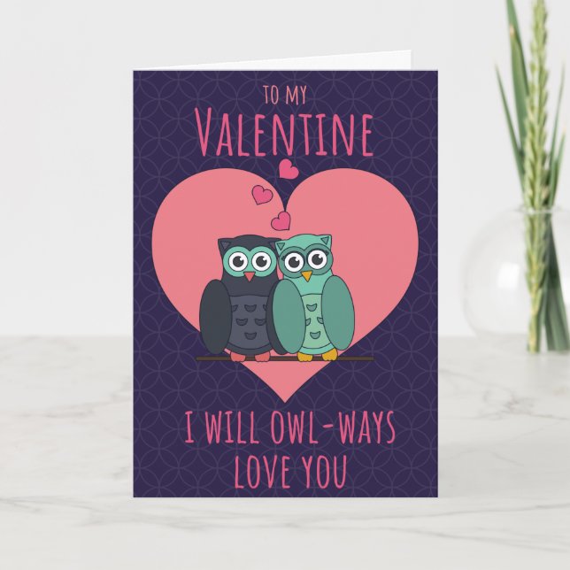 Carte drôle de la Saint-Valentin Owl-ways Love You (Devant)